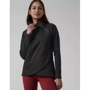Athleta Women's Cozy Karma Asym Pullover Size XS Color Black Extra Small